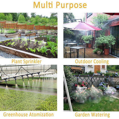 360°Bendable Automatic Irrigation System, 49.21Ft Adjustable Garden Watering Misting System for Outdoor Cooling System, Greenhouse, Yard, Lawn, Plant, Water Mister Nozzles Thread Sprayer 0.043"