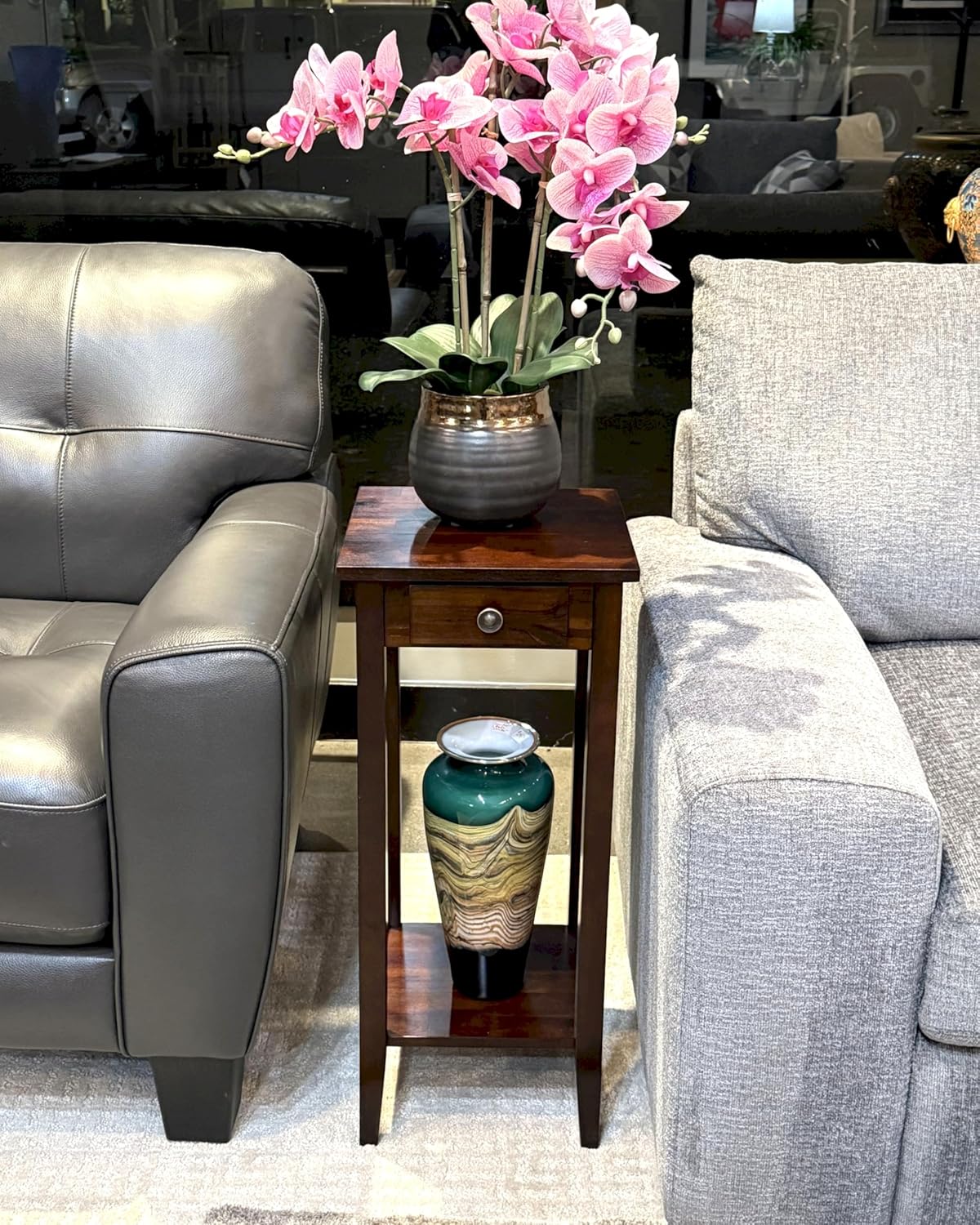 2-Tier Solid Acacia Plant Stand w/Drawer