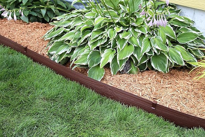 MASTER MARK Terrace Board, Landscape Coiled Edging, Grass Barrier, Bender Board, Flower Bed, Vegetable Garden Borders 5 in. x 40 ft. with 10 Stakes (Brown)