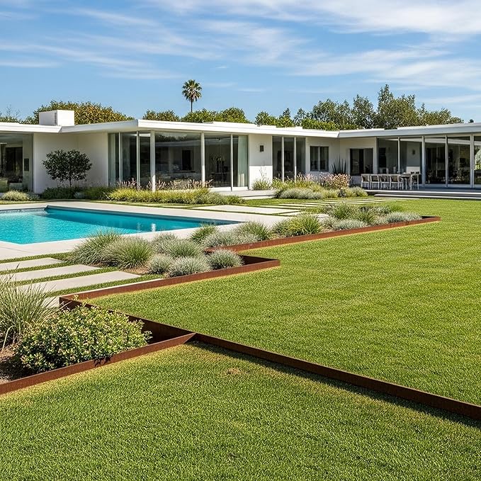 Worth Garden 33ft. Galvanized Steel Landscape Edging - 10-Pack 40" Metal Edging for Landscaping with 11 Stakes, Bronze Powder Coating Hammer-in Lawn Edging for Yard Pathway Divider