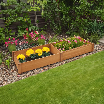Casafield Outdoor Raised Garden Bed - Wooden Planter Box for Vegetables, Grass, Lawn, and Yard - 96 x 28 x 10, Natural