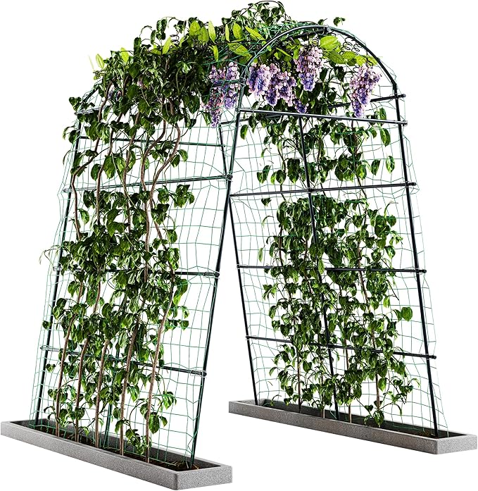 Idzo Garden Arch, 88in Tall Stainless Steel Tunnel Vegetable Trellis w PE Coating Protect Against Rust, Space-Saving & Durable for Climbing Plants Outdoor, Minimal Maintenance