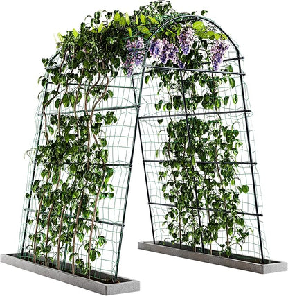 Idzo Garden Arch, 88in Tall Stainless Steel Tunnel Vegetable Trellis w PE Coating Protect Against Rust, Space-Saving & Durable for Climbing Plants Outdoor, Minimal Maintenance