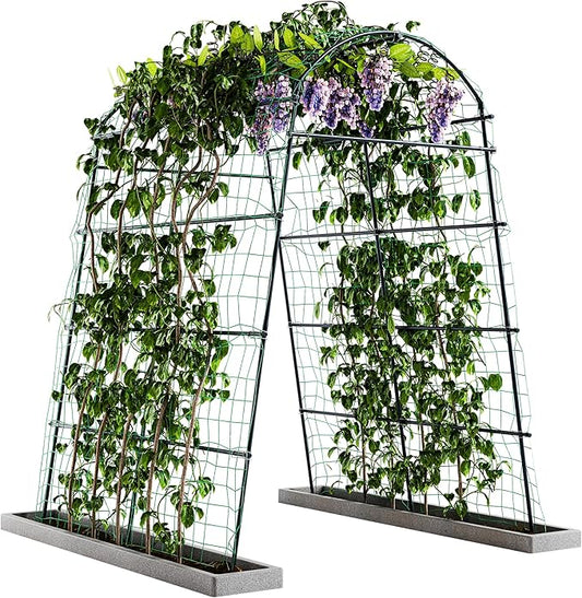 Idzo Garden Arch, 88in Tall Stainless Steel Tunnel Vegetable Trellis w PE Coating Protect Against Rust, Space-Saving & Durable for Climbing Plants Outdoor, Minimal Maintenance
