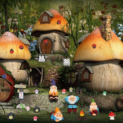 Jetec Gnomes Fairy Resin Statues Miniature Garden Accessories Mini Dwarf Figurine Fairy Miniature Ornament DIY Kit Micro Landscape Ornaments for Outdoor Indoor Patio Yard Lawn Garden ﻿(Fire Gnomes)