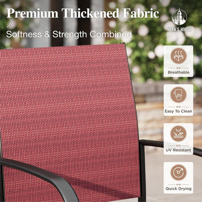 HERA'S HOUSE Red Patio Dining Sets for 8, Extendable Outdoor Table and Chairs Set, 9 Pieces Rectangular Metal Table Chairs for Patio Lawn Garden Porch