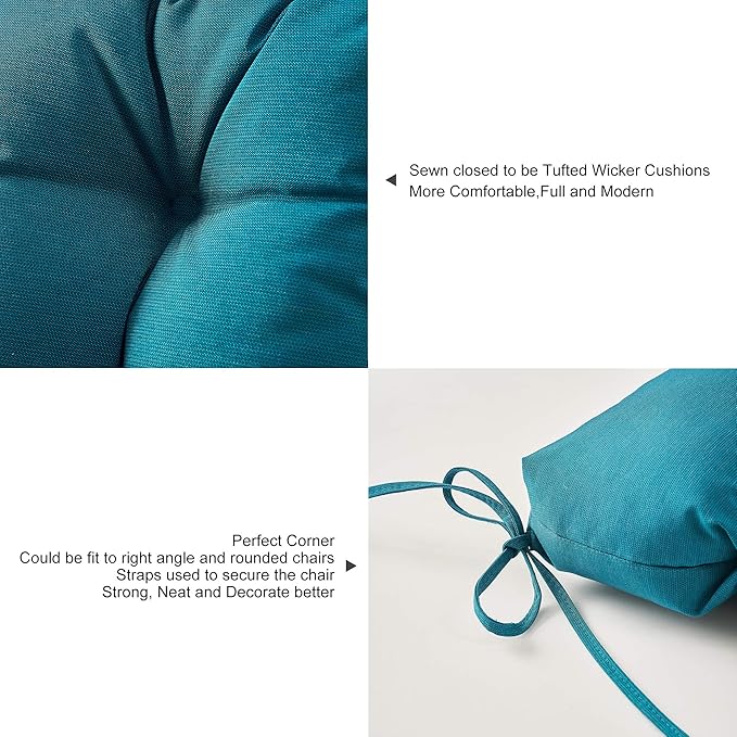 ARTPLAN All Weather Chair Outdoor Cushions Wicker Tufted Pillow with Back for Outdoor Furniture