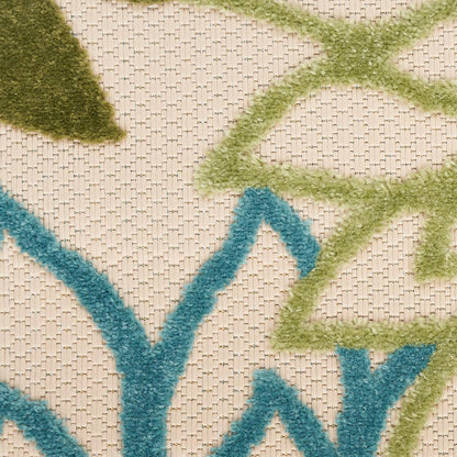 Nourison Home Aloha Indoor/Outdoor Green Multicolor 2'3" x 8' Area Rug, Easy-Cleaning, Non Shedding, Bed Room, Living Room, Dining Room, Backyard, Patio, Deck (2x8)