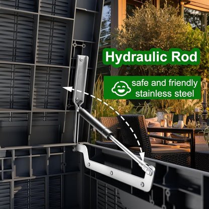 100 Gallon Outdoor Deck Box,Storage Lockable Waterproof Patio Furniture,Garden Tools,Cushions,Pool Accessories Outside Storage Resin Box(Black)