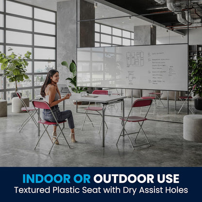 Flash Furniture Hercules Series Plastic Folding Chair - Red - 4 Pack 650LB Weight Capacity Comfortable Event Chair-Lightweight Folding Chair