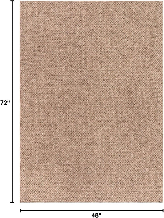 CAMILSON Easy Jute Rug 4x6, Indoor Outdoor Natural Color Farmhouse Area Rugs for Living Room Patio and Kitchen Rug, Solid Boho Woven Design, Easy-Cleaning, Washable Outside Carpet Alfombras (4 x 6)