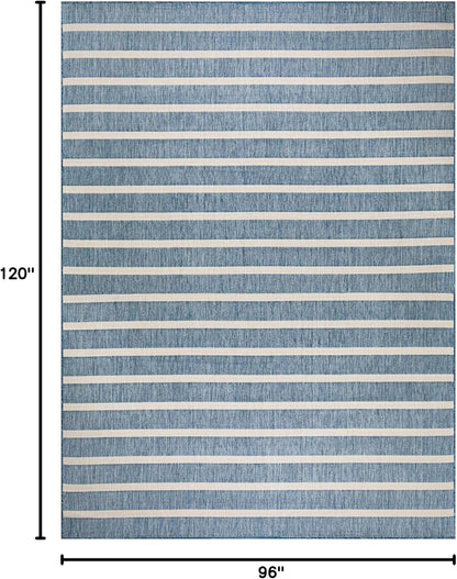 Nourison Home Positano Indoor/Outdoor Navy Ivory 8' x 10' Area Rug, Easy Cleaning, Non Shedding, Bed Room, Living Room, Dining Room, Backyard, Deck, Patio (8x10)