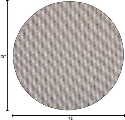 Nourison Home Courtyard Indoor/Outdoor Ivory/Charcoal 6' x Round Area Rug, Easy Cleaning, Non Shedding, Bed Room, Living Room, Dining Room, Backyard, Deck, Patio (6 Round)