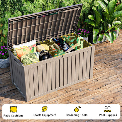 150 Gallon Resin Outdoor Deck Box Waterproof Patio Furniture, Garden Tools, Cushions, Pool Accessories Outside Storage Box (150 Gallon,Grey)