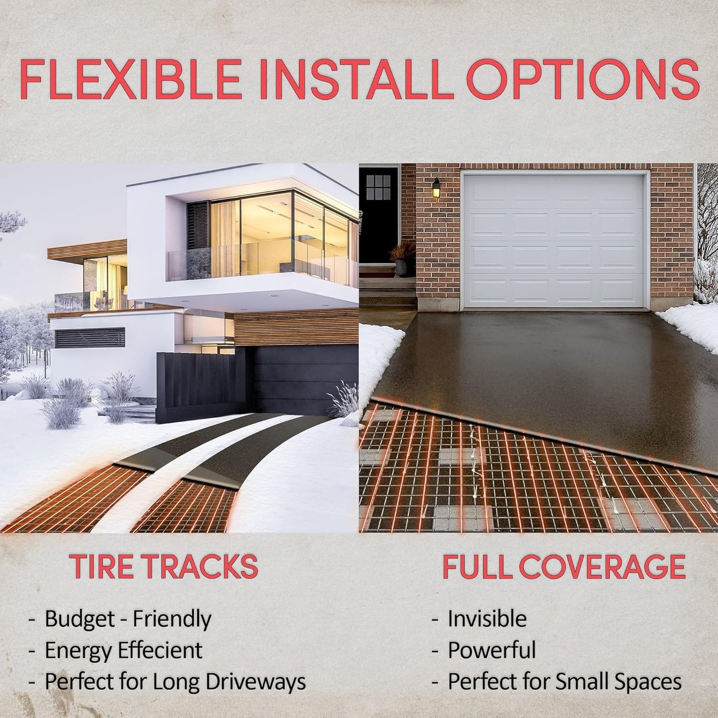 Electric Snow and Ice Melting Underground Cable 63 feet, Covers 21 sqft at up to 38 Watts/sqft, 120V – Radiant Heated Driveways, Walkways, Stairs – Installs Under Concrete, Asphalt, or Pavers