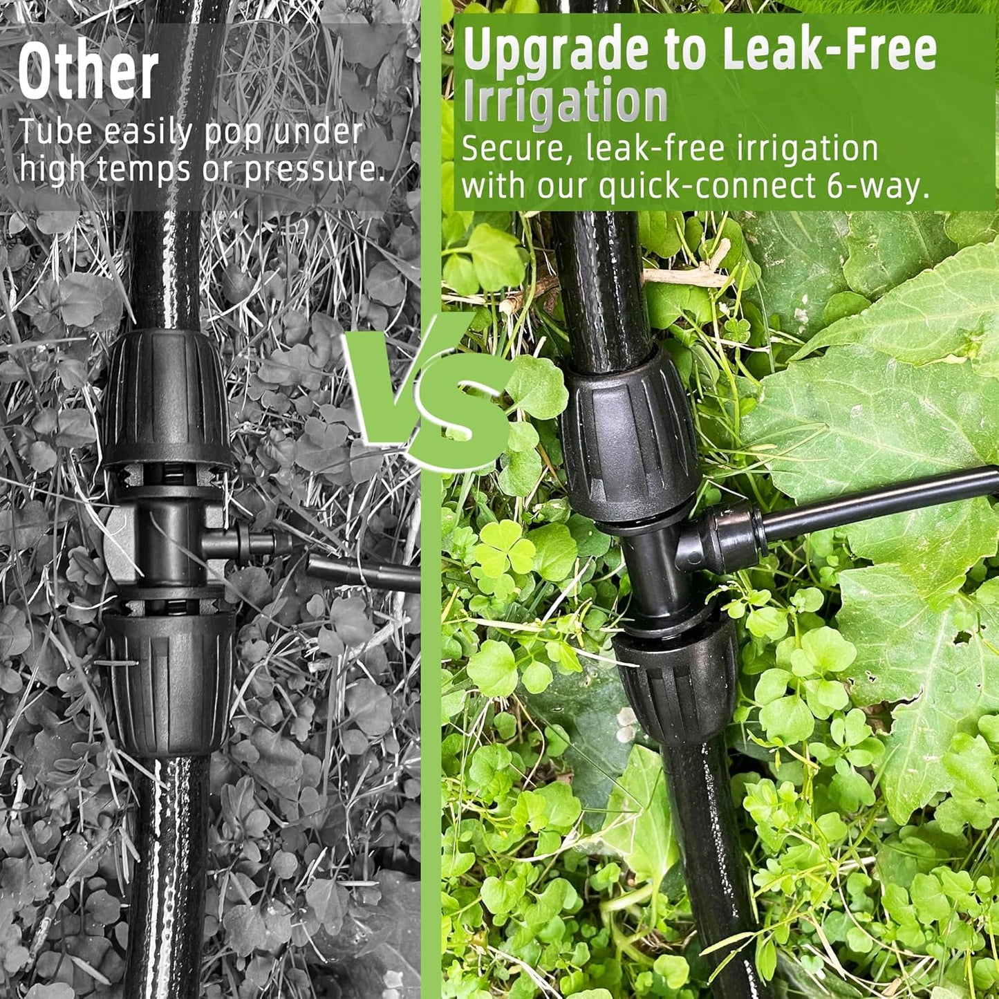 4 Pack 1/2'' to 1/4'' Drip Irrigation Fittings, Push-to-Connect 3 Way Drip Irrigation Part Barbed Tee Connectors, Anti-Leak Locked Splitter Fitting for 1/2" Irrigation Tubing (0.6''-0.67''OD)