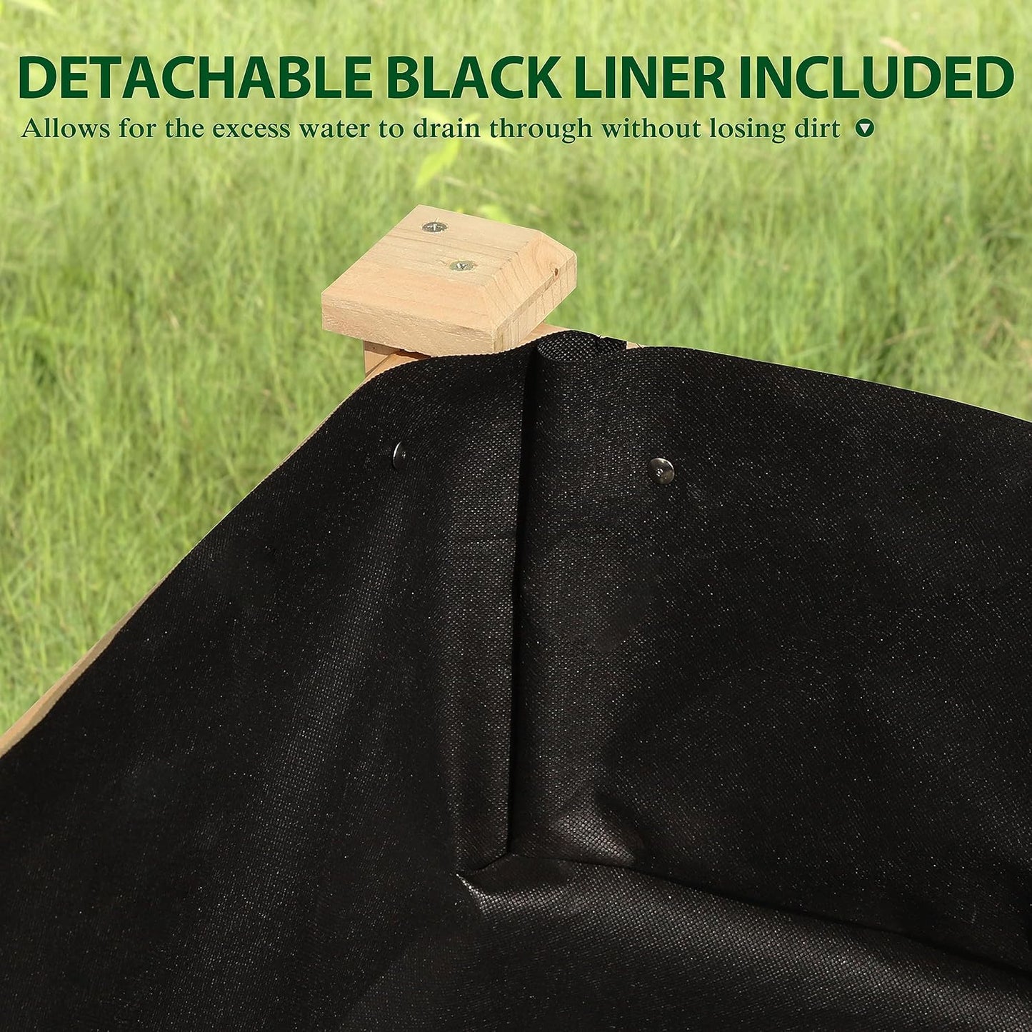 MUPATER 4x2FT Raised Garden Bed, Planter Box with Four Wheels and Legs for Herbs and Vegetables, Elevated Garden Bed with Drainage Holes for Outdoor Indoor, Natural Wood