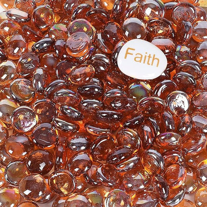 5LB Fire Glass Beads Flat Glass Marbles for Outdoor Fire Pit and Fireplace, Glass Gemstones for Vase Filler, Aquariums, Hydroponics Plants, Home Decor and Christmas DIY Craft, Amber
