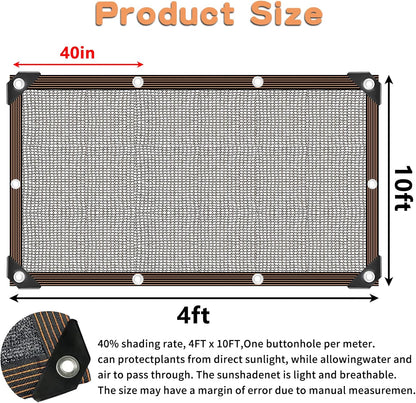 QLOFEI Shade Cloth for Patio, 40-50% Sunblock Mesh Tarp Shade Cloth with Grommets, Anti-UV Shade Neting Cover for Garden Kennel Chicken Coop Pergola Greenhouse Plants Cover, 4x10 FT