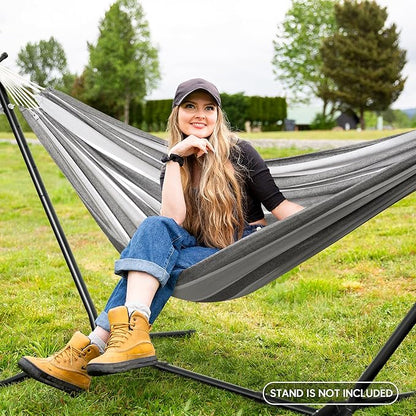 SUNCREAT Hammocks for Outside, Portable Heavy Duty Tree Hammock, Dark Gray & Light Gray