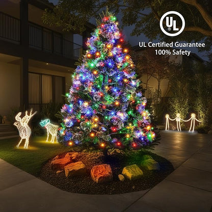 BlcTec Christmas Lights, 300 LED 108FT Christmas Tree Lights with 8 Modes, Waterproof & Timer Function, End to End Connectable Christmas String Lights for Indoor Outdoor Xmas Decorations, Multicolor
