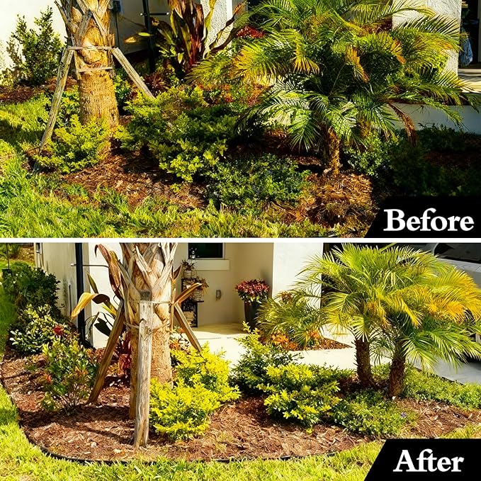 49FT Landscape Edging, 4 in Tall Garden Edging Borders with 75 Spikes,Flexible No Dig Lawn Edging Plastic Borders for Garden, Flower Beds, Pavement-Black