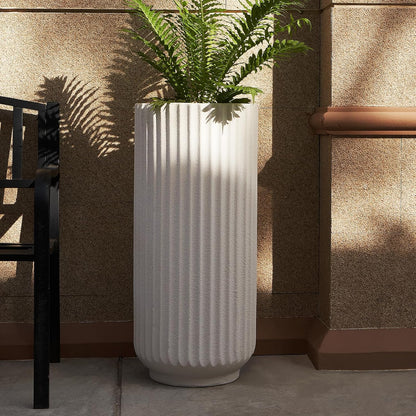 31.5 Inch Tall Roman Column Concrete Planter（14.2Dx31.5H，36 Pounds）,Durable All-Weather Use with Drainage Holes,Large Tall Round Planter for Outdoor Indoor Plants