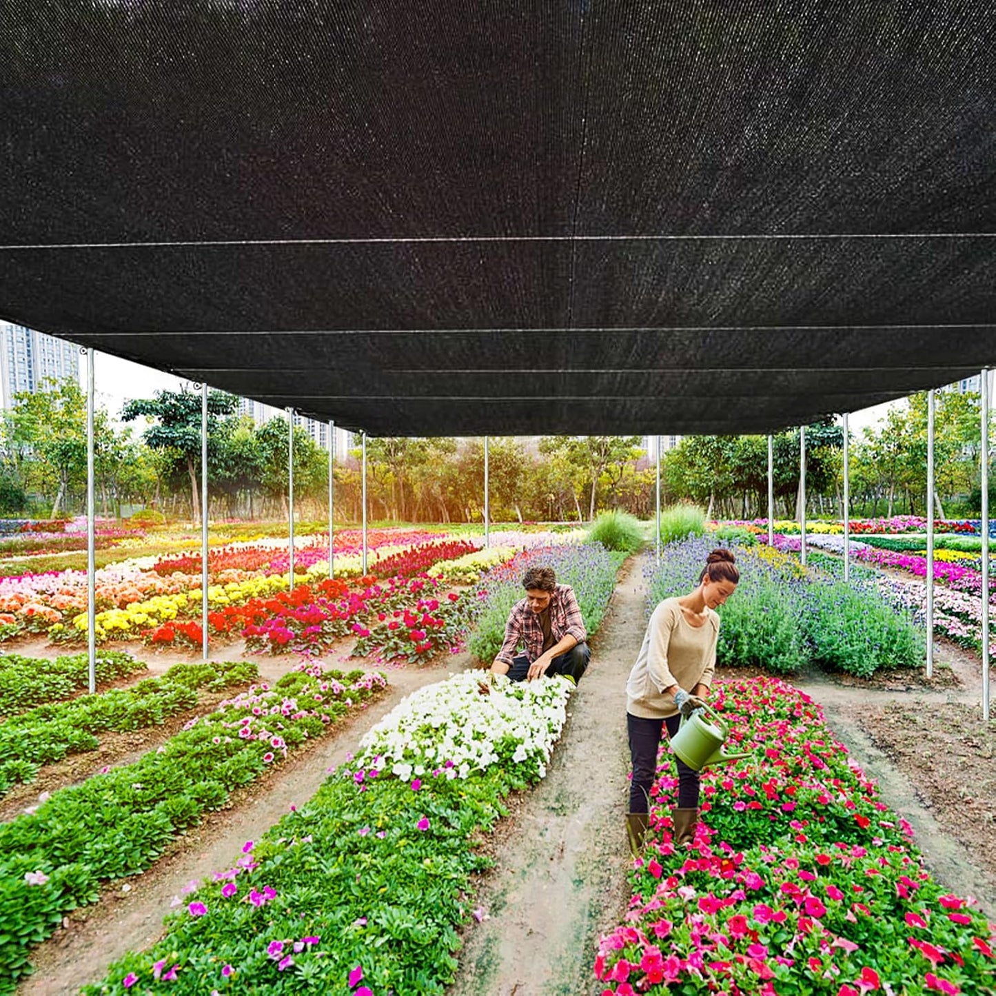 QLOFEI 12x24 FT Shade Cloth with Grommets, 90% Sunblock Outdoor Patio Mesh Tarp, Easier to Hang Neting Cover for Garden Greenhouse Pergola Lawn Kennel Pool Chicken Coop Shade Sail