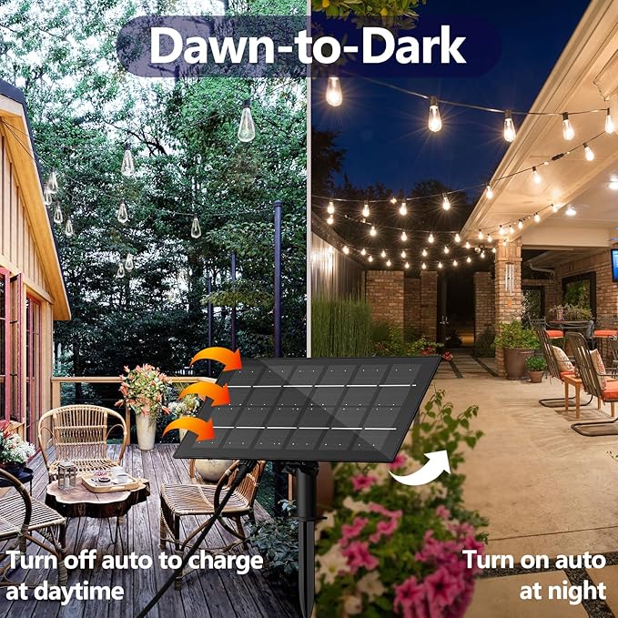 Stright 60FT Solar String Lights Outdoor Weatherproof with Remote, Solar Powered LED Edison Bulb 15 Sockets Outdoor String Lights for Outside Patio Backyard Fence Halloween Christmas Decorations