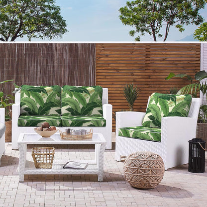 LVTXIII Outdoor Deep Seat Cushion 24"x24"x4" Patio Seat and Back Cushion Set Seasonal Chair Cushion for Dining Arm Chairs, Wicker Chairs and Garden Furniture Decoration, Swaying Palms Green