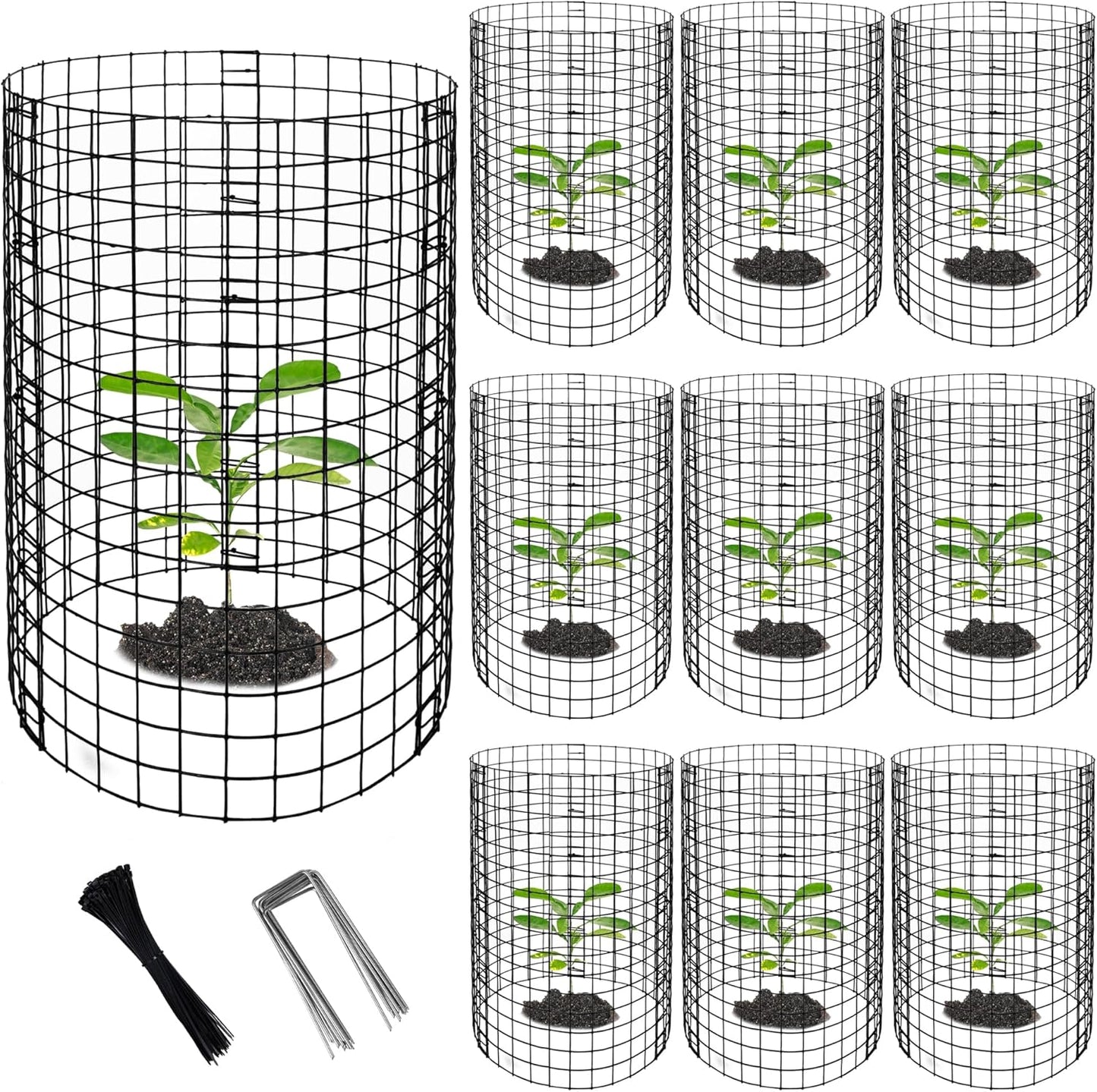 Adnee 10 Packs Wire Plant Protector from Animals - 20" H X 12" D Metal Mesh Plant Cage Covers - Sturdy Garden Bunny Barricades Chicken Wire Cloche for Plants Shrubs Vegetables Flowers
