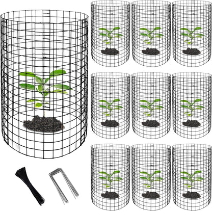 Adnee 10 Packs Wire Plant Protector from Animals - 20" H X 12" D Metal Mesh Plant Cage Covers - Sturdy Garden Bunny Barricades Chicken Wire Cloche for Plants Shrubs Vegetables Flowers