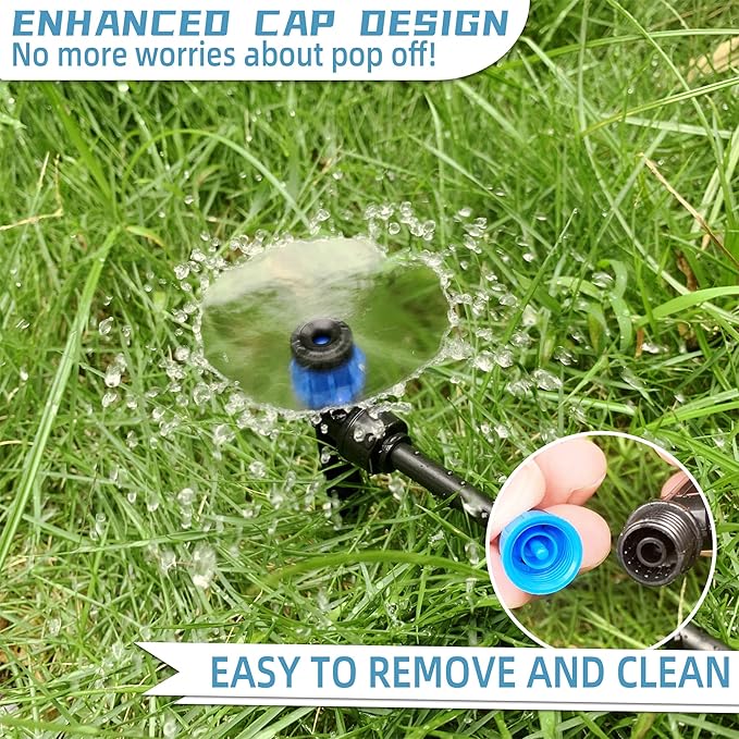 60PCS Push-to-Fit Drip Irrigation Emitters for 1/4 inch Irrigation Tubing, Adjustable 360 Degree Vortex Drip Emitters with Stake, Irrigation Dripper Sprinklers for Drip Irrigation System