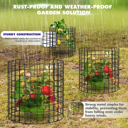 18pcs Plant Protectors from Animals, 6 Pack Metal Plant Cages to Keep Animals Out, 13.5'' Dia x 15'' H Garden Protection from Rabbits Chickens Ducks, Bunny Barricades for Garden