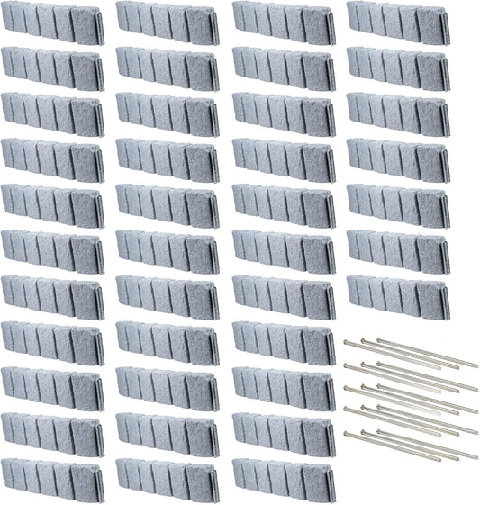 Beuta Landscape Edging | Garden Edging Border | Faux Stone Block XL for Lawn Edging, Flower Beds & Yard Edging – 40 Pack | Each Section Has 6 Blocks 48" L x 4" W x 9.5" H | 120 Spikes | Greystone