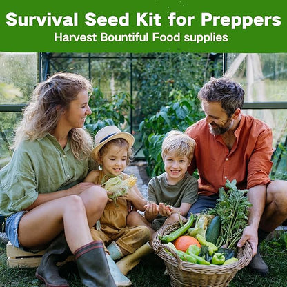 Lush&Dew Raised Garden Bed Heirloom Seed Bank, 32 Varieties 30,000+ Non-GMO Survival Seeds for Planting Vegetables Herbs Fruits, Gardening Gifts for Women Men, Seed Vault Kit, Emergency Food Supplies