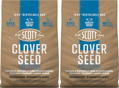O.M. Scott and Sons Clover Seed, Lawn Seed Grows a Naturally Low Maintenance, Drought-Tolerant Lawn, 1,000 sq. ft., 2 lb., 2-Pack