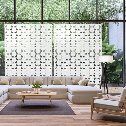 Metal Privacy Screen Outdoor 72" H×47" W,Freestanding Decorative Privacy Screen for Balcony Yard&Garden,Privacy Fence-White&Square
