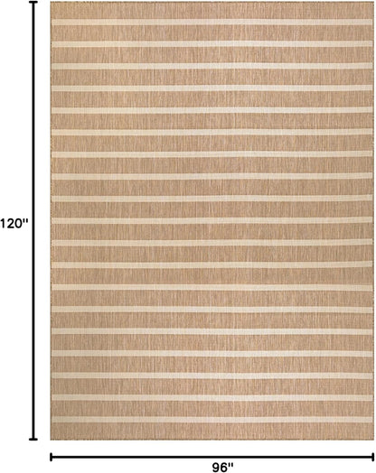 Nourison Home Positano Indoor/Outdoor Beige Ivory 8' x 10' Area Rug, Easy Cleaning, Non Shedding, Bed Room, Living Room, Dining Room, Backyard, Deck, Patio (8x10)