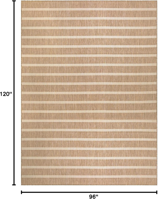 Nourison Home Positano Indoor/Outdoor Beige Ivory 8' x 10' Area Rug, Easy Cleaning, Non Shedding, Bed Room, Living Room, Dining Room, Backyard, Deck, Patio (8x10)