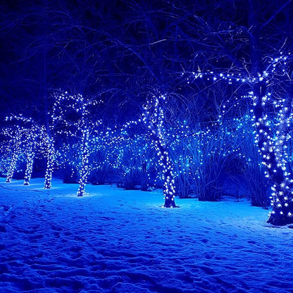 Connectable 240LED 88Ft 13Modes Christmas Lights Outdoor Indoor | Extendable Green Wire Christmas String Lights with Timer | Twinkle Fairy Light Plug in for Xmas Tree Garden Decor Party (Blue)