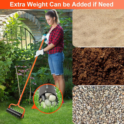 Lawn Aerator, 21" Manual Push Coring Aerator,Preasembled Spike Gardening Aerator Tool,Lawn Plug Soil Aerator,Aerator Lawn Tool,75" Adjustable Handle with Quick Clip,Heavy Duty Aerator.
