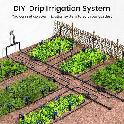 Quick-Connect Automatic Drip Irrigation System Kit – 230FT Garden Watering Kit with Adjustable Nozzles & Sprinklers for Greenhouse, Lawn, and Potted Plants Watering System