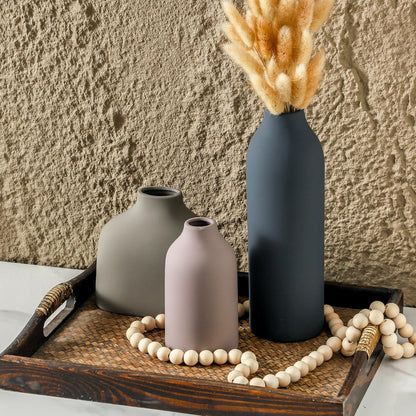 Ceramic Vase Set of 3,Flower Vase Home Decor,Modern Farmhouse Decor, Pampas Grass Dried Fresh Flowers,Bedroom,Living Room,Bookshelf Decoration, Centerpiece Table Boho Decor.