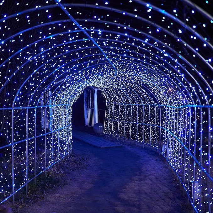Solar String Lights for Outside, 39Ft 100 LED Solar String Lights Outdoor with 8 Modes，Solar Lights for Outside Waterproof for Yard, Fence,Balcony, Party,Christmas Tree Decorations (Blue&White)