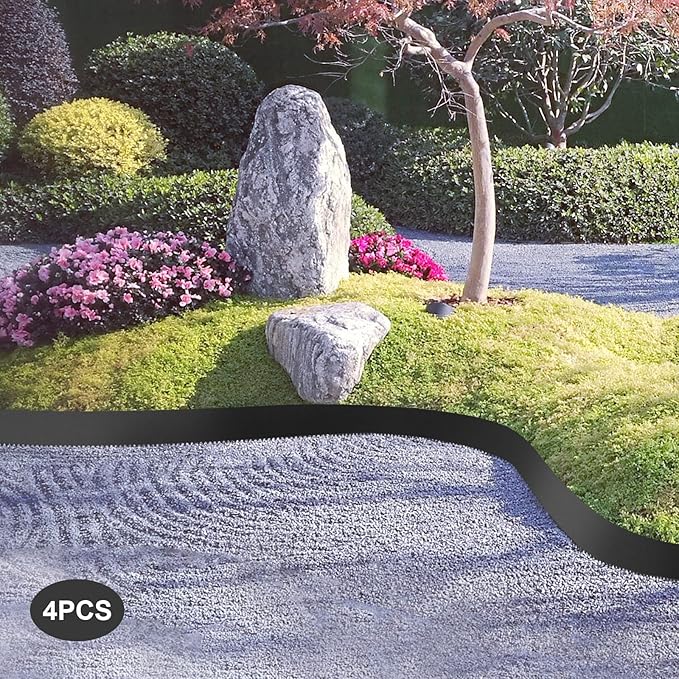 40" x 8" Steel Landscape Edging, 4PCS Garden Landscape Edging Border Metal Steel Lawn Edging Garden Border Edging for Landscaping Black Lawn Edge for Garden Yard