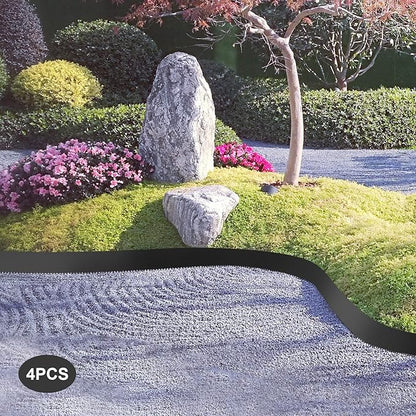 40" x 8" Steel Landscape Edging, 4PCS Garden Landscape Edging Border Metal Steel Lawn Edging Garden Border Edging for Landscaping Black Lawn Edge for Garden Yard