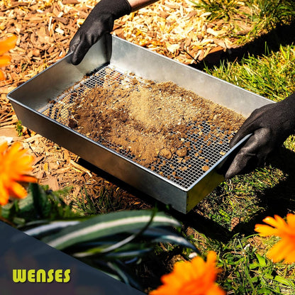 Soil Sifter, Wide Size (17.5 x 11.5 inches) with 1/4-inch Mesh, Garden Sieve for Dirt, Sand, Rocks, and Compost