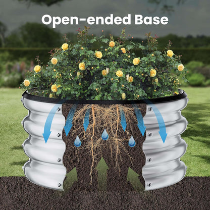 ZXZYHFTY Round Galvanized Raised Garden Bed kit,Silver Outdoor Garden Raised Planter Box, Round Large Metal Raised Garden Beds for Vegetable 2 * 2 * 1ft 2 Pcs