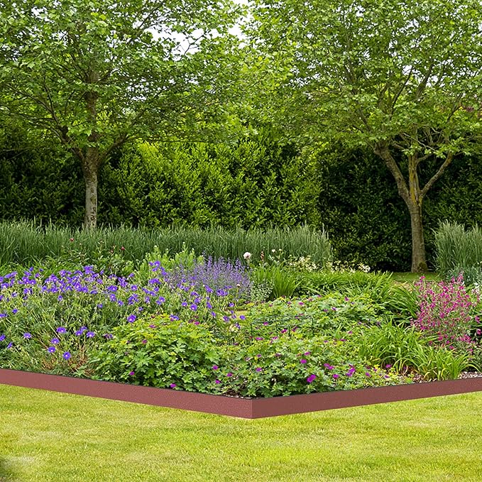 Landscape Edging Coil 33 FT, 2 Inch Tall Garden Edging Border Flexible Lawn Edging Kit with 30 Spikes, Plastic Edging for Landscaping Flower Beds Yard Pathway Paver Edging (2IN x 33FT, Brown)